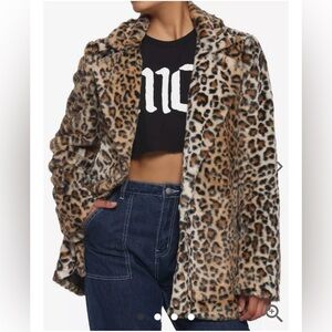Juicy Couture faux fur leopard coat.
